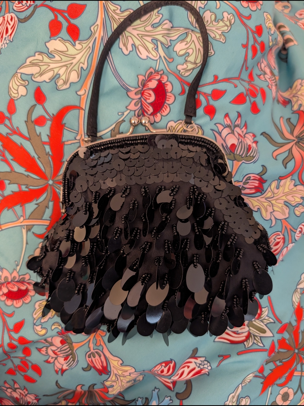 Black Sequined Evening Handbag